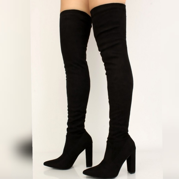 ❤ Best Seller ❤Nikie black faux suede boots over knee - Picture 4 of 5